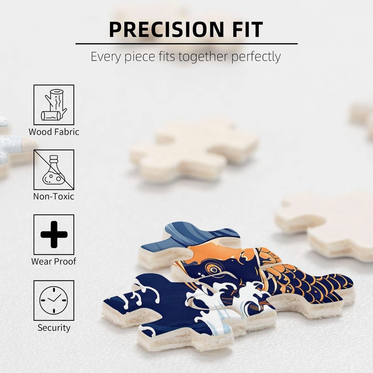 500 Piece Jigsaw Puzzle for Adults Challenging Puzzle for Game Nights Gifts Personalized Picture Puzzle Ocean Wave Fish Custom Wood Puzzle for Family, Finished Size 20.4"x15"