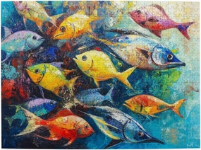 500 Pieces Personalized Wooden Puzzle,sea Fishes,for Adult and Kids Family, Super Difficult Jigsaw Puzzle,do You Dare to Challenge