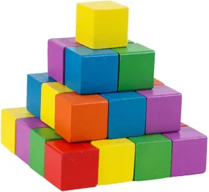 50Pcs Colorful Wooden Craft Cubes Blocks for DIY Projects for Arts Building and Creative Crafts for Imagination and Hands Skills