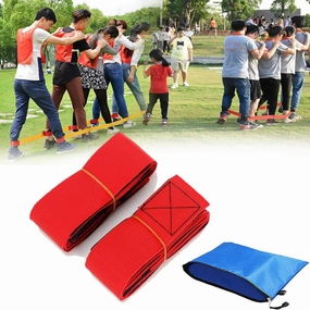 5 Legged Race Bands, Field Day Games for Adults and Kids Picnic Family Reunion Backyard Games Team Building Games, Giant Games for Yard, Lawn, Camping, Beach (Red)