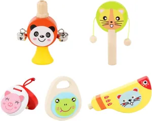 5Pcs Cartoon Wooden Instrument for Adorable Musical Percussion for Early Learning Sized for Little Hands Fun Educational Boys