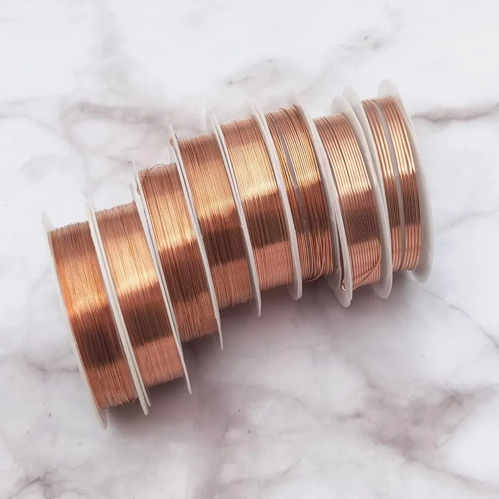 8 Packs Copper Wire Mixed Sizes Craft Jewelry Beading Wire for Beginner Practice (Copper, 32-18 Gaguge)