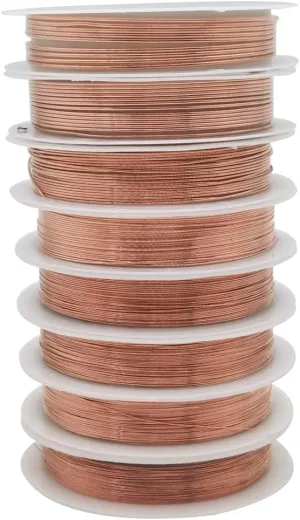 8 Packs Copper Wire Mixed Sizes Craft Jewelry Beading Wire for Beginner Practice (Copper, 32-18 Gaguge)