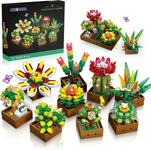 9 Succulents Plants Building Set, 951 PCS Flowers Botanical Collection Bonsai Artificial Plant Set Building Blocks Toy for Home House Decor Birthday Housewarming Gift for Adults Women Kids 8 