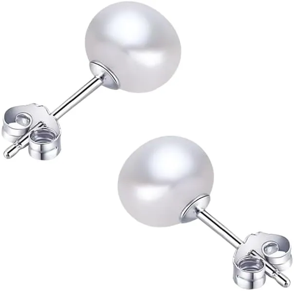 AAAA  Quality Handpicked Freshwater Cultured Stud Pearl Earrings Sterling Silver for Christmas, Holidays and Birthday