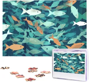 Abstract Shoal of Fish Wooden Puzzles for Adults 1000 Pieces Personalized Jigsaw Puzzle Interesting Custom Photo Puzzles Gift for Holiday Birthday Wedding Anniversay
