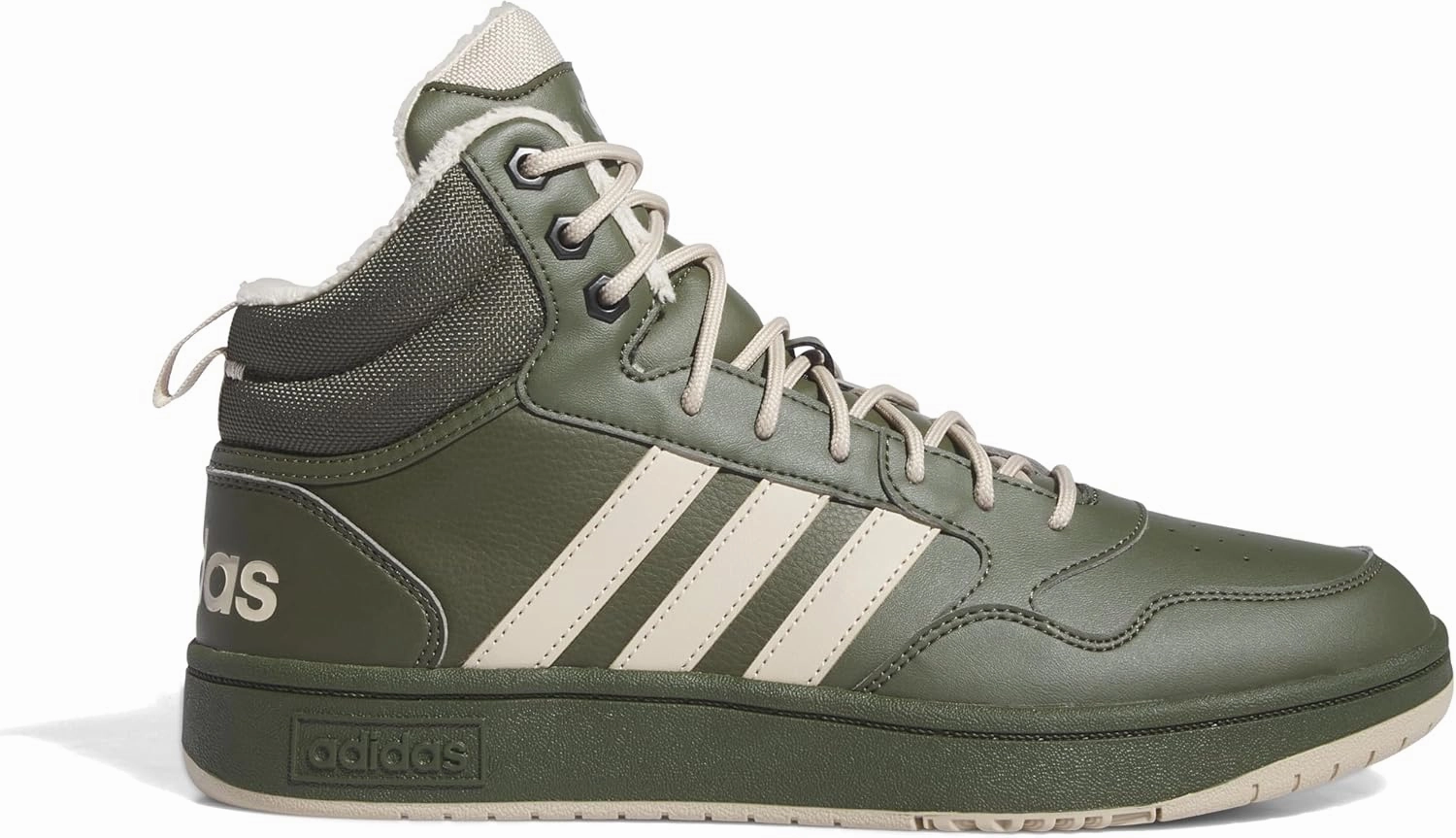 adidas Men's Hoops 3.0 Mid Lifestyle Basketball Classic Fur Lining Winterized Shoes Non-Football Night Cargo/Clay Brown/Core