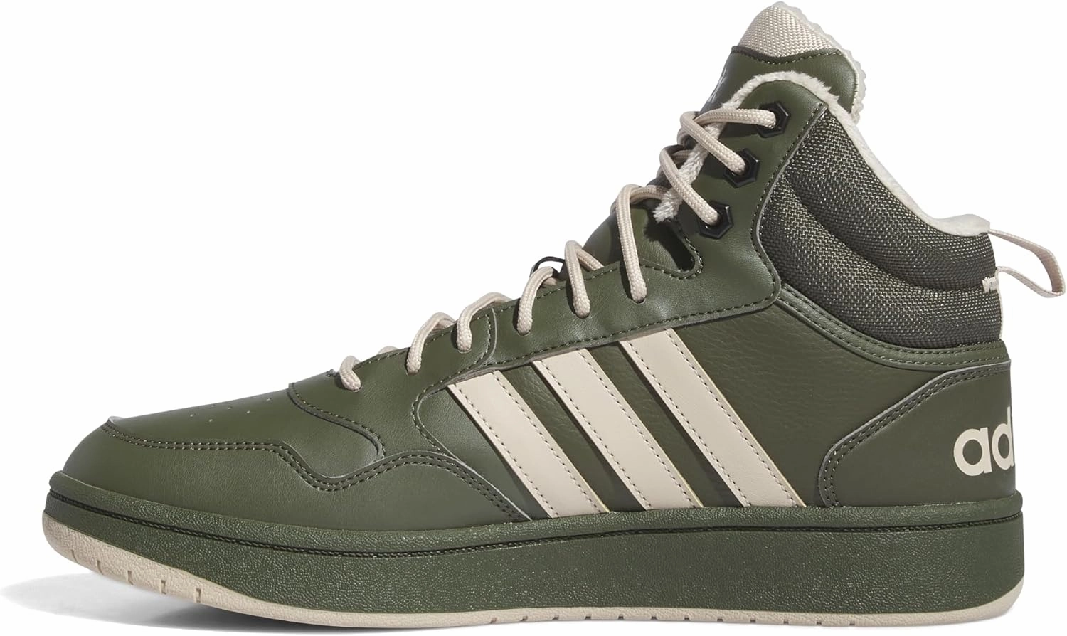 adidas Men's Hoops 3.0 Mid Lifestyle Basketball Classic Fur Lining Winterized Shoes Non-Football Night Cargo/Clay Brown/Core
