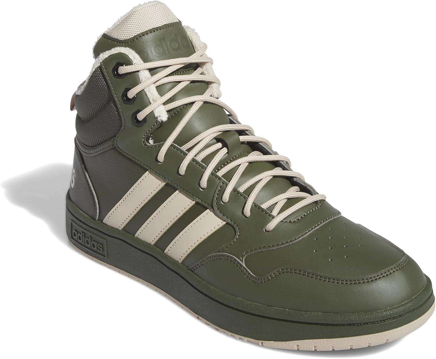 adidas Men's Hoops 3.0 Mid Lifestyle Basketball Classic Fur Lining Winterized Shoes Non-Football Night Cargo/Clay Brown/Core