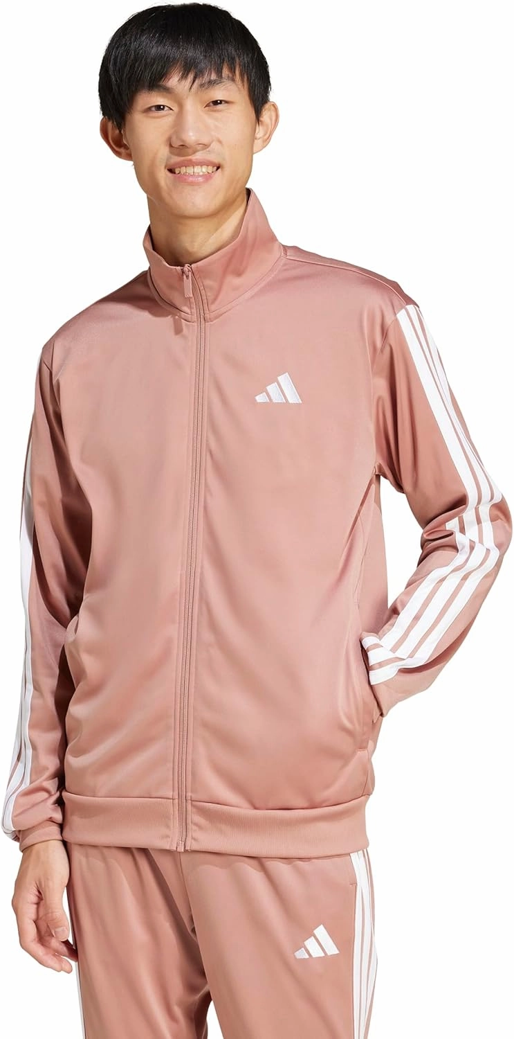 adidas Men's Tall Size 3-Stripes Tricot Track Top, Warm Clay