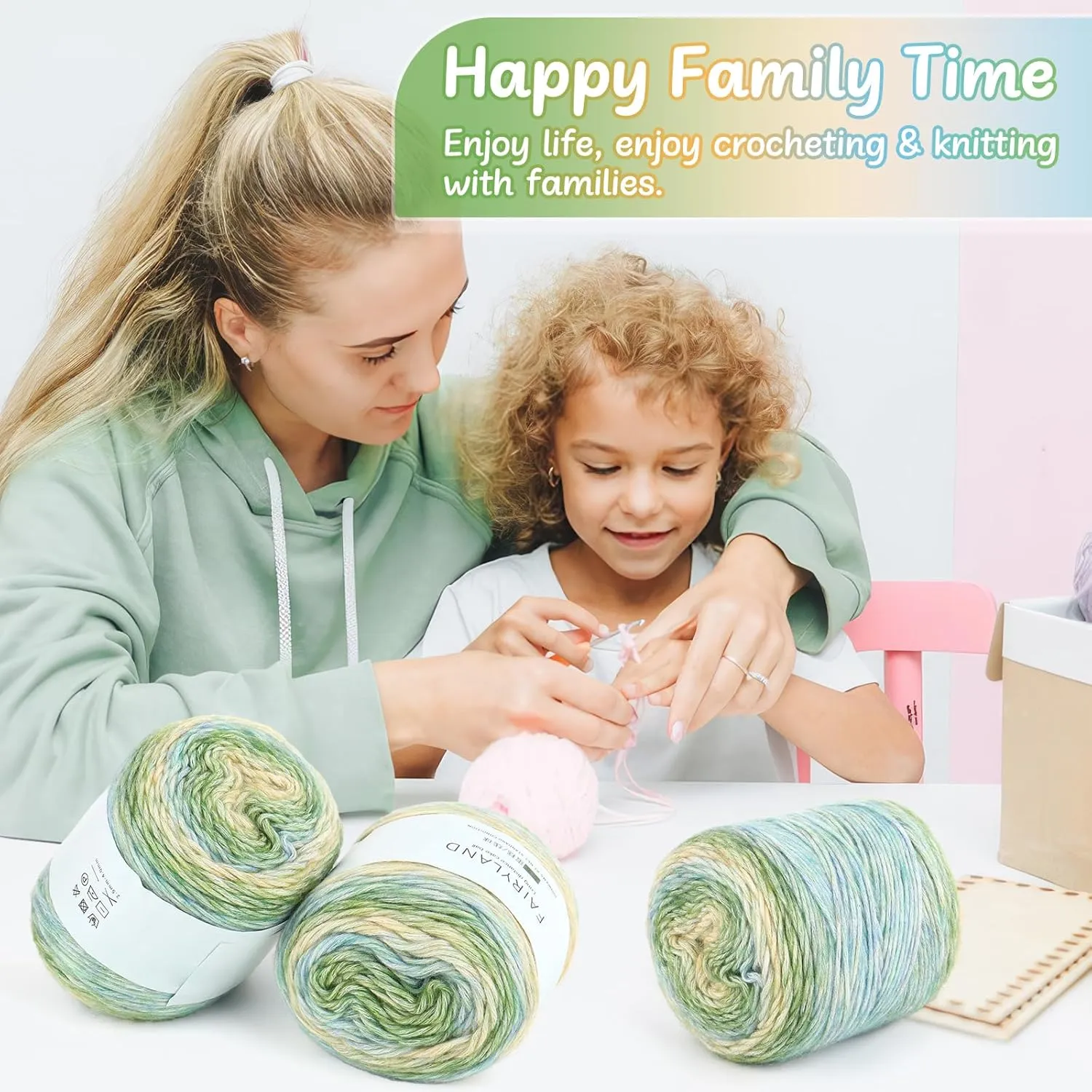 Aeelike Gradient Yarn for Crocheting, 3 Skeins Cake Yarn 100g (3.52 oz) 245m (267 Yards), Super Soft Ombré Yarns Cake Gradient Cake Yarn for Making Colorful Crafts, Green Gradient