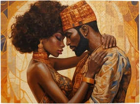 African Black Couple Jigsaw Puzzles for Adults 500 Pieces Puzzle Fun Family Game Oil Painting Teenagers Toy Educational Intellectual Decompressing （1 Plastic Box