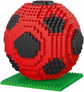 alltogetho Red Soccer Ball Building Blocks Kit – 900  Micro Mini Bricks for Desk Decor, Classroom Learning & Collector Display, The Toys for Sports Enthusiasts
