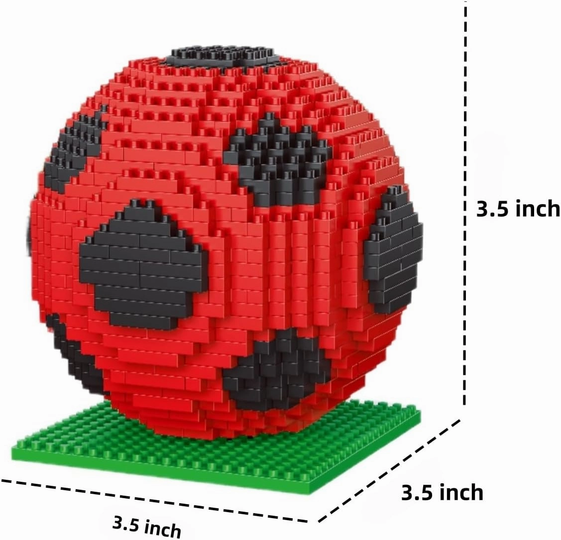 alltogetho Red Soccer Ball Building Blocks Kit – 900  Micro Mini Bricks for Desk Decor, Classroom Learning & Collector Display, The Toys for Sports Enthusiasts