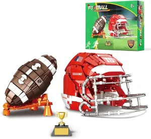 American Football Helmet Building Blocks Set（1038Pcs） Sports Bricks Toy Fans STEM Technic Kit Ideals for Kids Adults Creative Home Décor Gifts for Sports Fans and Players