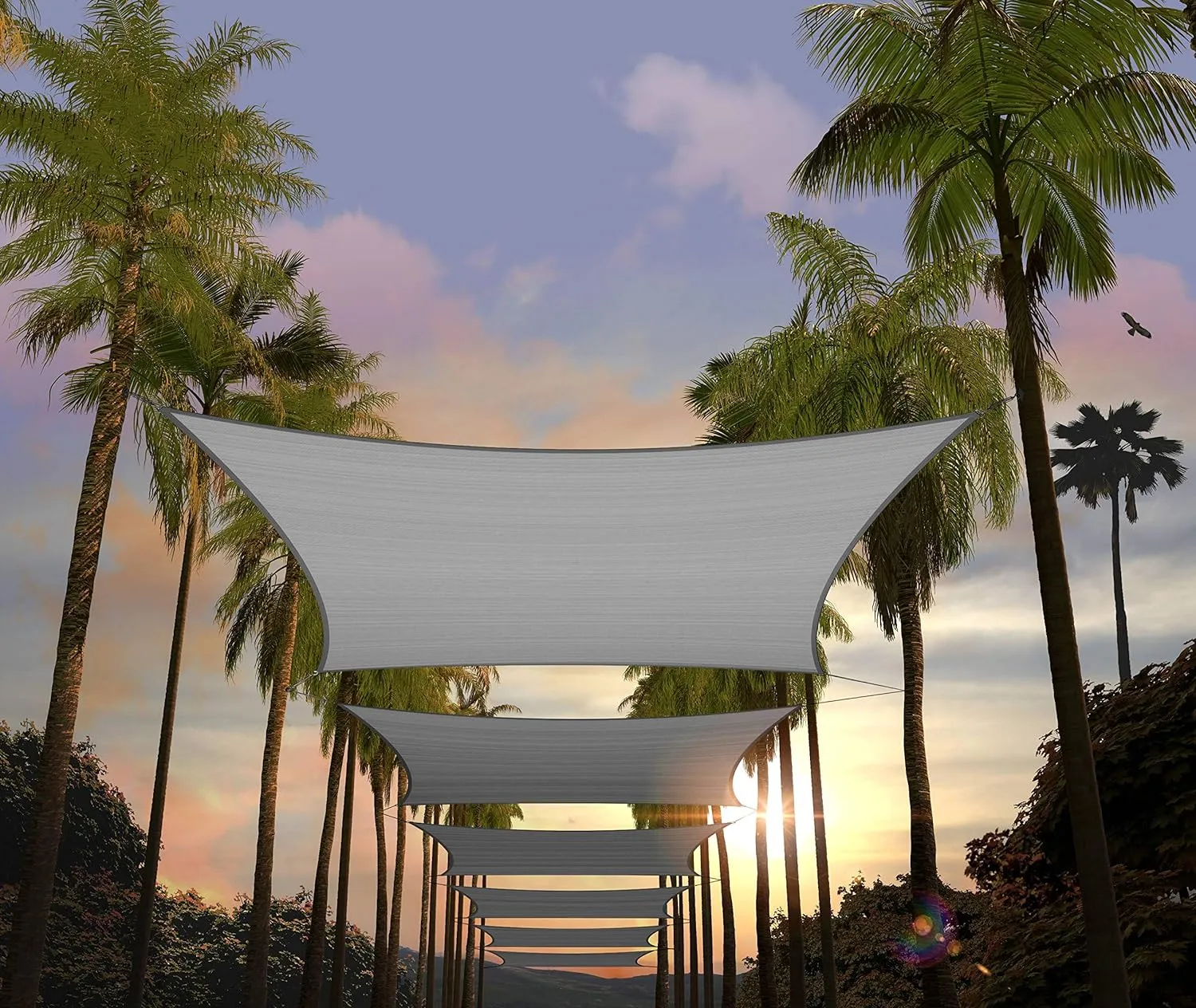Amgo 8' x 10' Grey Rectangle Sun Shade Sail Canopy Awning UPF50  AGTAPR0810, 95% UV Blockage, Water & Air Permeable, Commercial and Residential, 3 Years Warranty (We Make Custom Size)