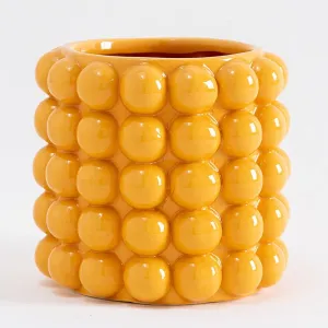 Anding Yellow Clay Vase for Home Decor - Pampas Grass & Boho Style - Modern Decorative Vase (A9922 Small Yellow)
