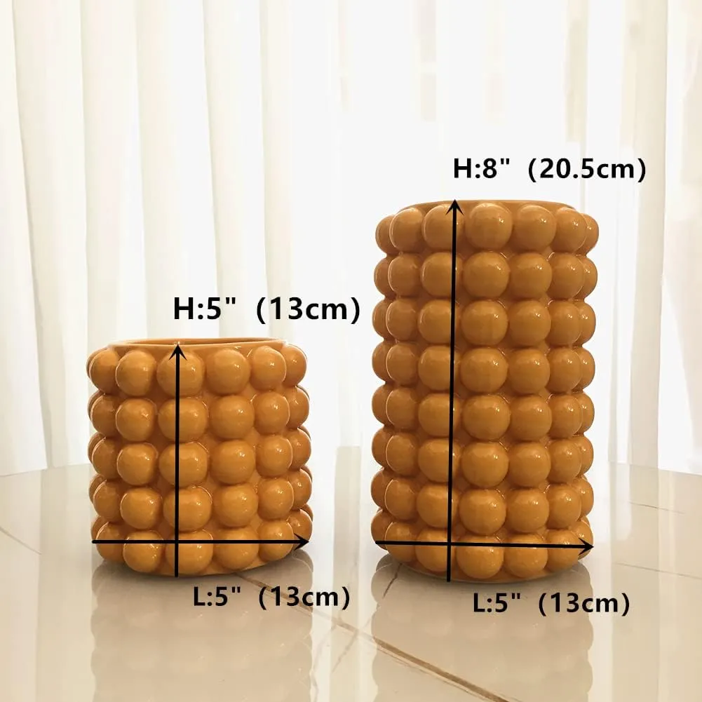 Anding Yellow Clay Vase for Home Decor - Pampas Grass & Boho Style - Modern Decorative Vase (A9922 Small Yellow)