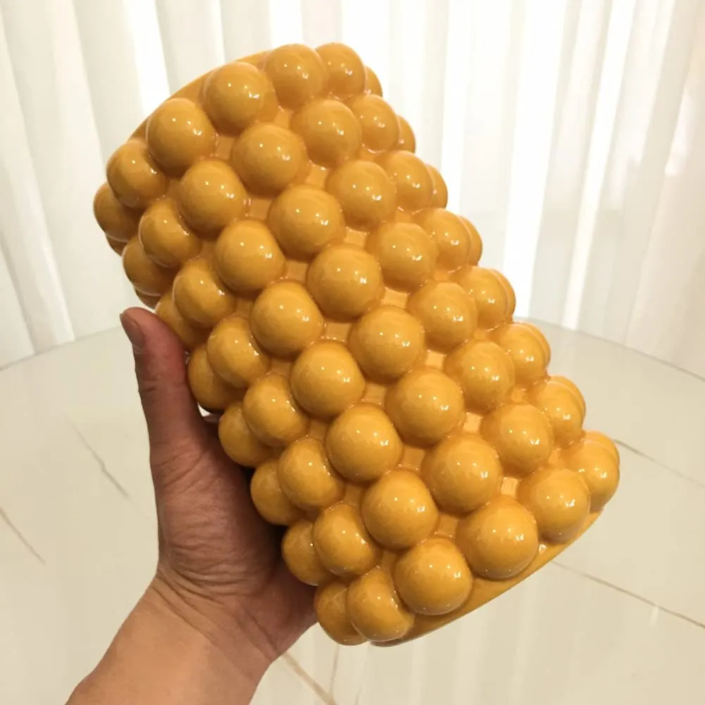 Anding Yellow Vase - Large Pampas Grass Boho Clay Vase for Home Decor