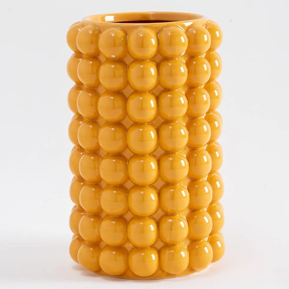 Anding Yellow Vase - Large Pampas Grass Boho Clay Vase for Home Decor