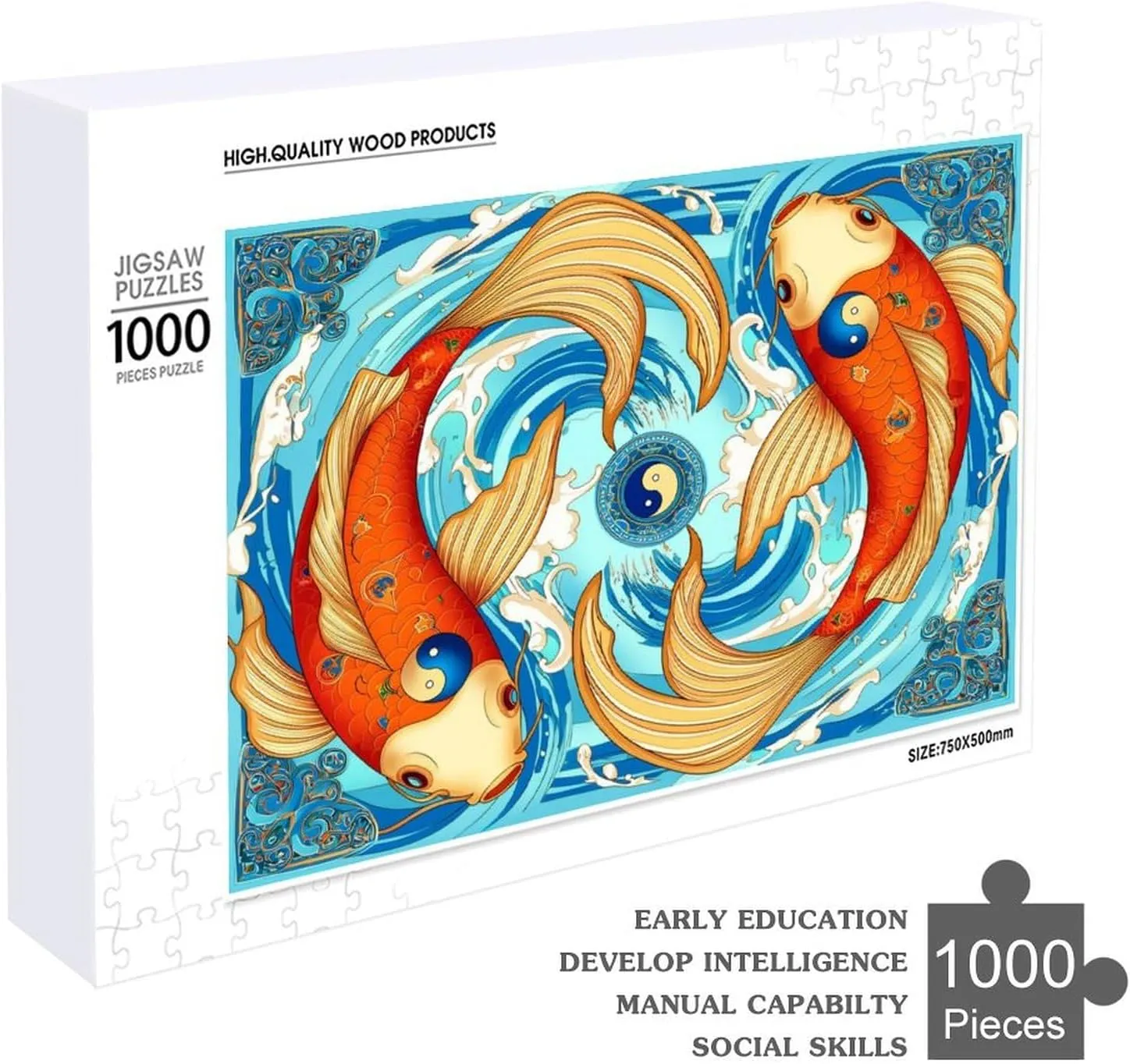 Animal Theme Puzzle - Yin Yang Fish - 1000 Piece Jigsaw Puzzle for Adults - Animal Pet Lover Challenging Puzzles for Friends Family Activity Game Nights Gifts