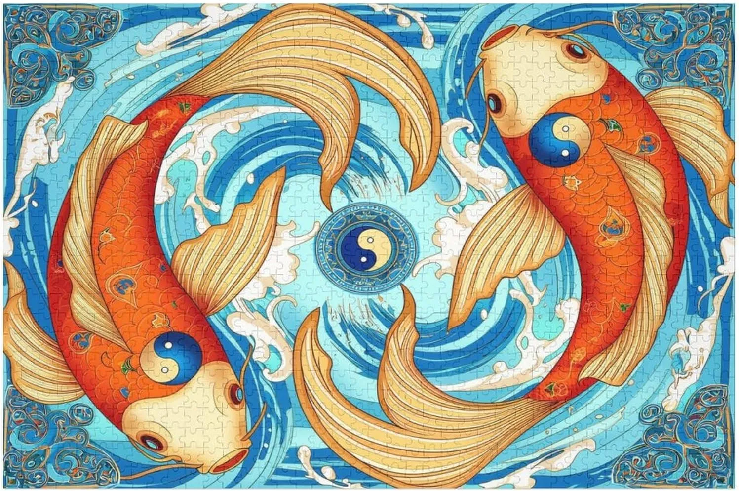 Animal Theme Puzzle - Yin Yang Fish - 1000 Piece Jigsaw Puzzle for Adults - Animal Pet Lover Challenging Puzzles for Friends Family Activity Game Nights Gifts