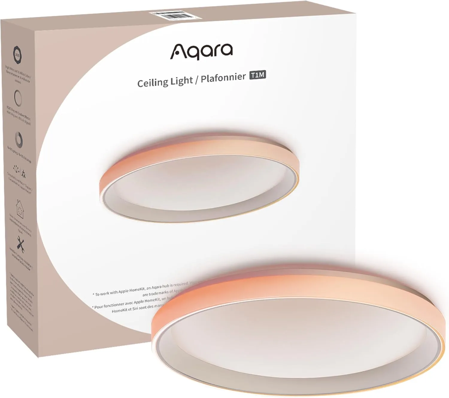 Aqara LED Ceiling Light T1M,Matter Over Bridge,Requires Zigbee 3.0 HUB,RGB IC with Gradient Effects and 16 Million Colors,40W 3450lm,2700-6500K Tunable White,Supports HomeKit,Alexa and IFTTT