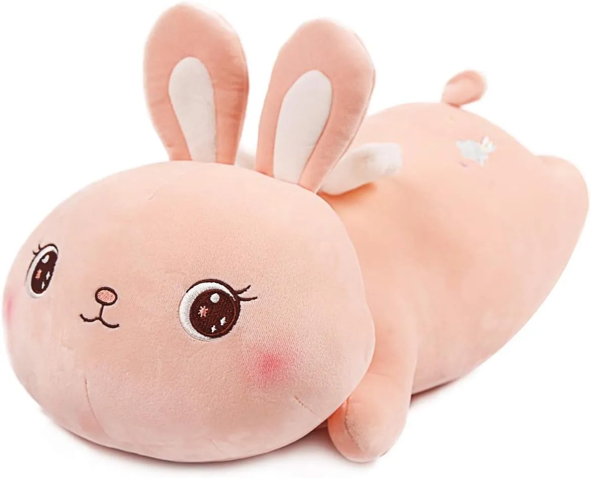 ARELUX 21.7" Pink Stuffed Animal Pillow,Easter Bunny Plush Soft Hugging Toys,Cute Rabbit Doll Throw Pillow with Wings, Gifts for Girls Kids Birthday