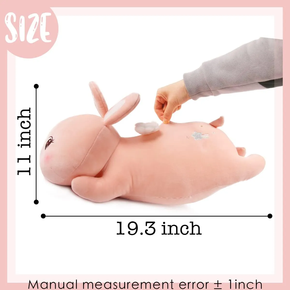ARELUX 21.7" Pink Stuffed Animal Pillow,Easter Bunny Plush Soft Hugging Toys,Cute Rabbit Doll Throw Pillow with Wings, Gifts for Girls Kids Birthday