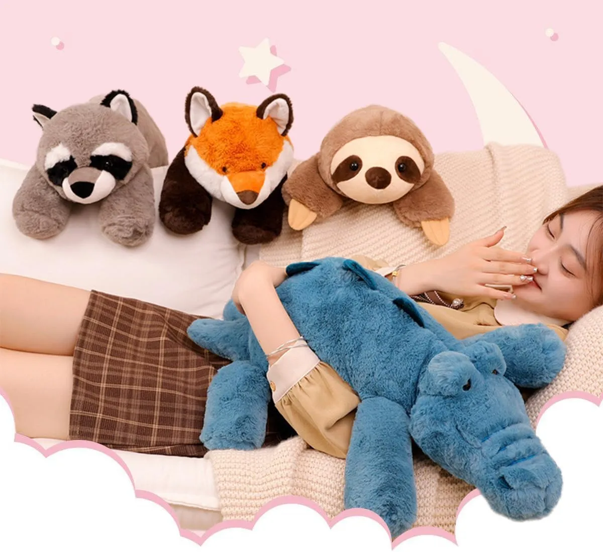 ARELUX Soft 22in Red Fox Stuffed Animals: Fox Plush Cute Cuddly Body Pillow Hug Sleeping Fluffy Wild Animal Toys Bed Decor Plushie Doll Friends Family Member