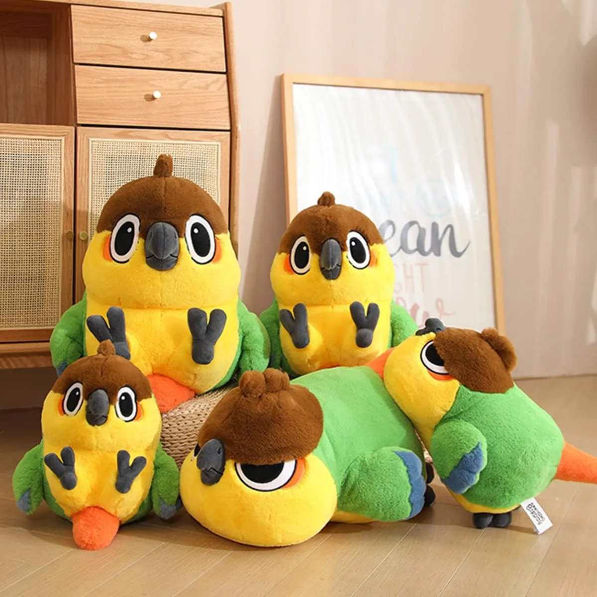 ARELUX Soft Bird Plush Pillow Stuffed Animal,Cute Cuddle Parrot Hugging Pillow,Fuffly Doll Toys Adorable Sleeping Throw Pillow Plushie,Kawaii Home Decor Gifts for Kids Girls Boys 17.7in
