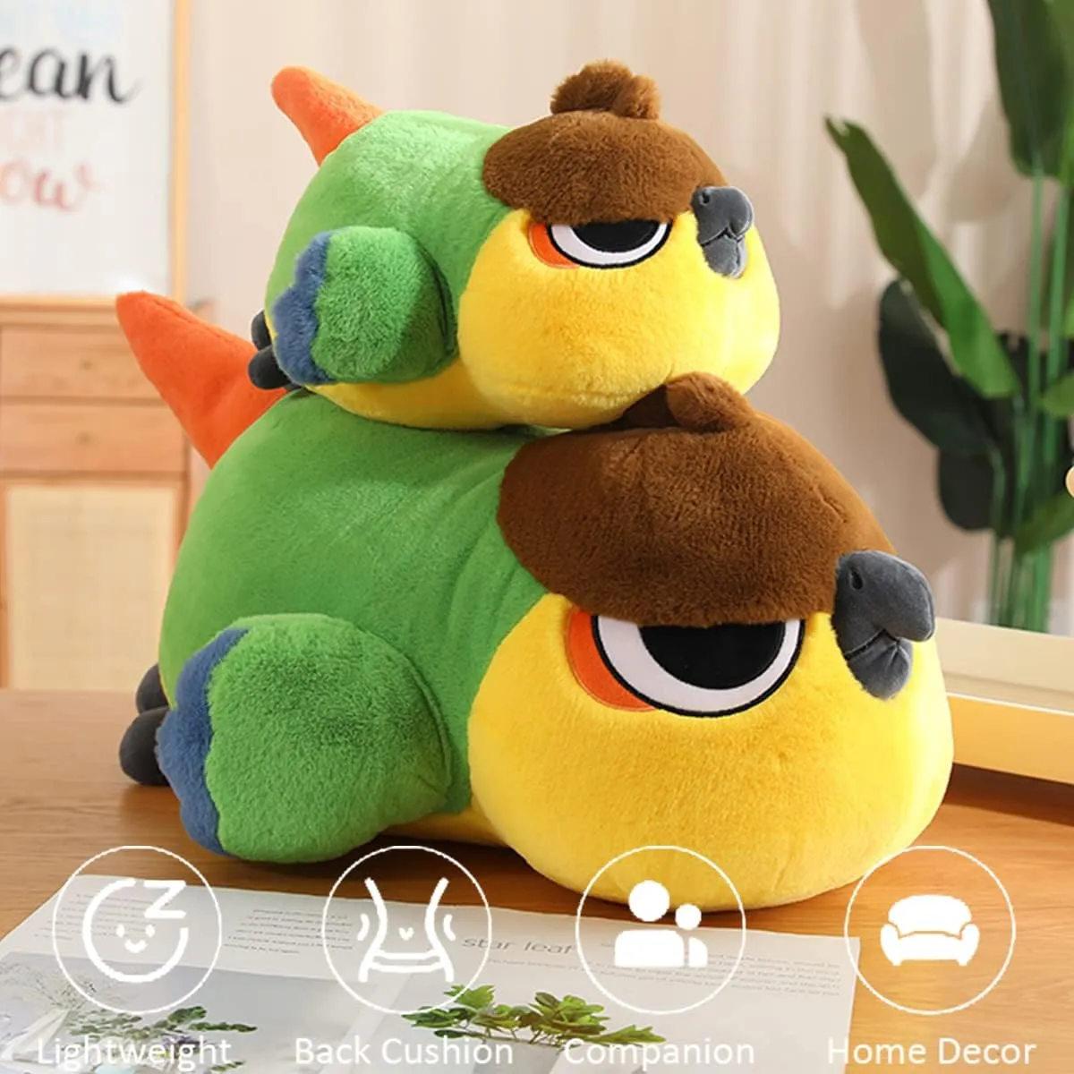 ARELUX Soft Bird Plush Pillow Stuffed Animal,Cute Cuddle Parrot Hugging Pillow,Fuffly Doll Toys Adorable Sleeping Throw Pillow Plushie,Kawaii Home Decor Gifts for Kids Girls Boys 17.7in