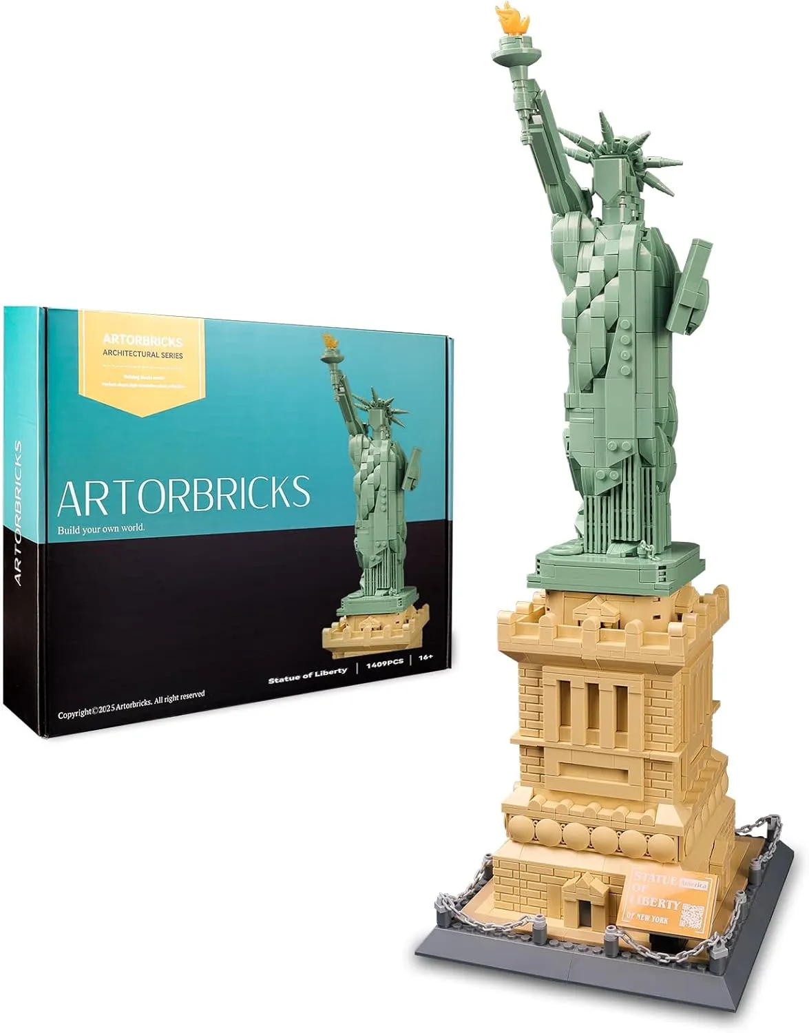ArtorBricks Statue of Liberty Architecture Building Set - 1577 Piece Premium Model Kit, Gift Idea for Builders, Compatible with Major Brick Brands