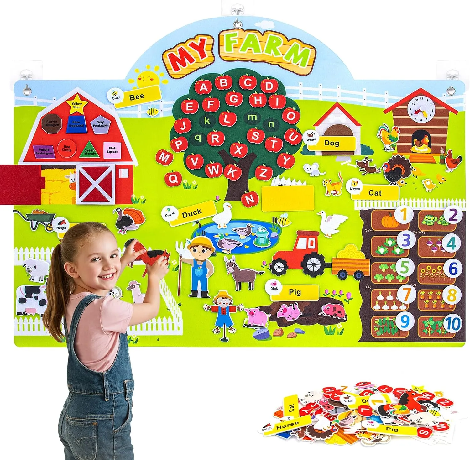 Aruionly Farm Animals Felt Story Board Set – 99 PCS Interactive Felt Board for Toddlers, Preschool Wall Busy Board, Sensory Wall Panel for Kids, Early Learning Flannel Storytelling Kit for Wall