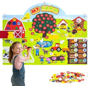 Aruionly Farm Animals Felt Story Board Set – 99 PCS Interactive Felt Board for Toddlers, Preschool Wall Busy Board, Sensory Wall Panel for Kids, Early Learning Flannel Storytelling Kit for Wall
