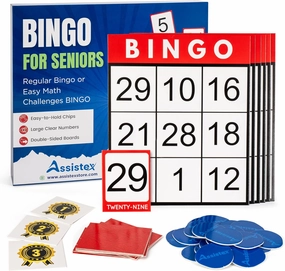 Assistex Large Print Bingo Cards for Seniors - Double-Sided Jumbo Bingo Cards with Complete Set, Fun Elderly Card Games, Perfect for Assisted Living and Stress Relief Activities