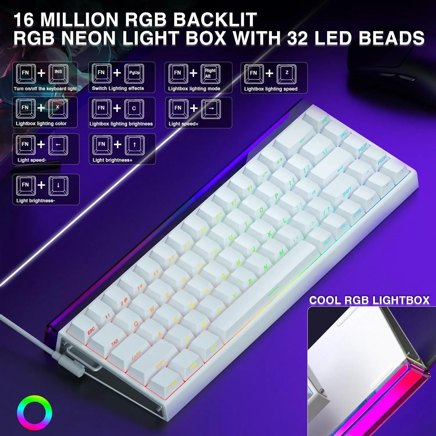 AULA HERO 68 HE 60% Gaming Keyboard Wired, Hall Effect Magnetic Switch Keyboard with Adjustable Actuation, Rapid Trigger Mode, 8K Hz Polling Rate, 0.125ms Latency,Side Printed PBT Keycaps, RGB Backlit