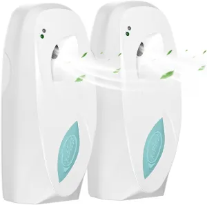 Automatic Air Freshener Spray Dispenser 2-Pack, Programmable Wall Mounted/Freestanding Aerosol Dispenser, Spray Refill Sprayer for Home & Commercial, No Drilling (White)