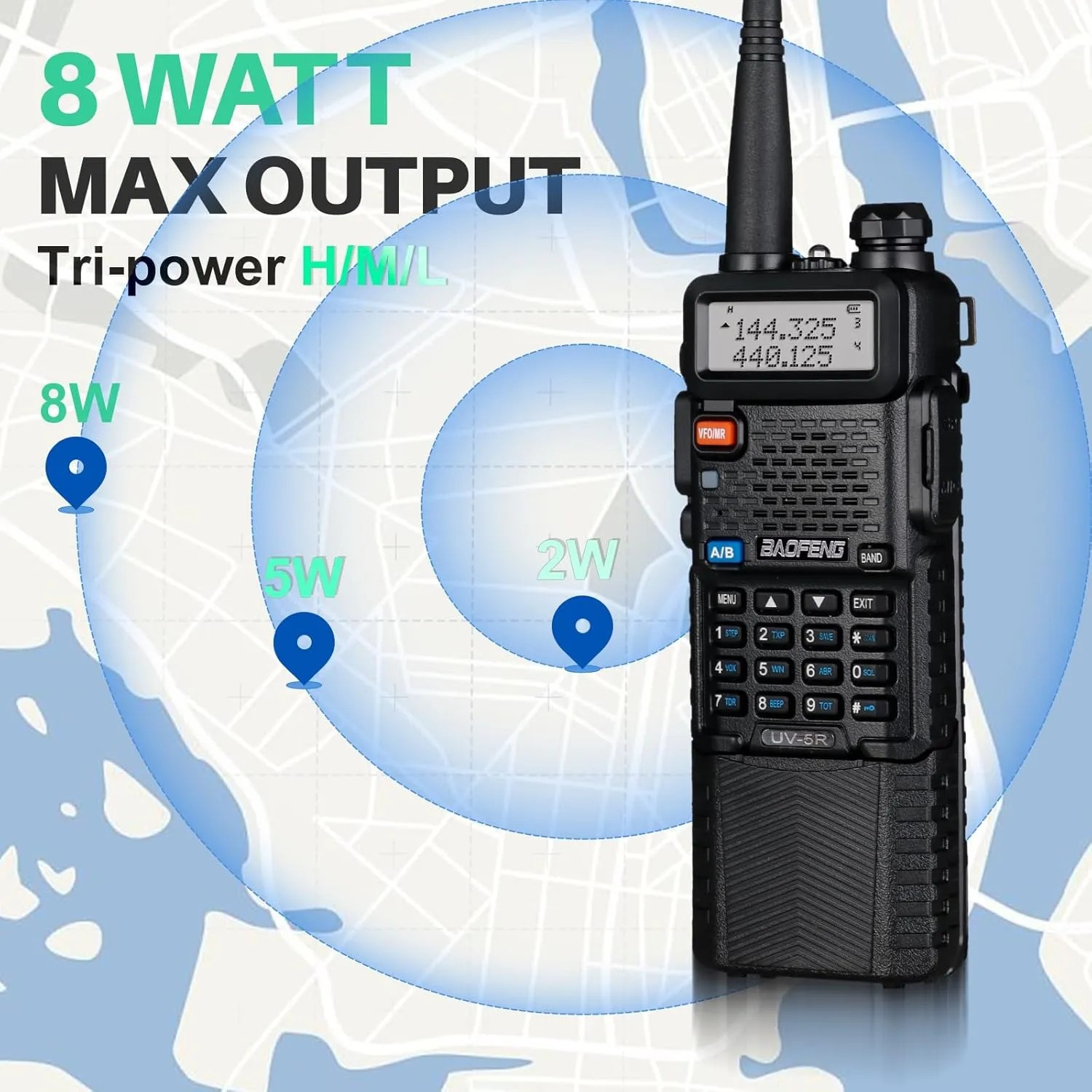 BAOFENG Radios UV-5R 8W Ham Radio Handheld, Rechargerable 3800mAh USB Battery Rapid Two Way Radio Emergency Walkie Talkies, Long Range Dual Band Survival Gear, 2 Pack