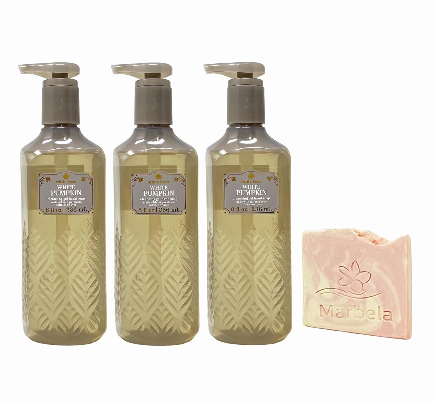 Bath & Body Works White Pumpkin 2 Pack Cleansing Gel Hand Soap Bundle with a Himalayan Salts Springs Sample Soap