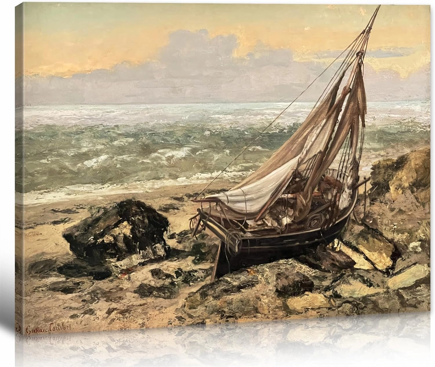 Beach Fishing Boat French Country Puzzle 500 Pieces - Wooden Jigsaw Puzzles for Family Games - Suitable for Teenagers and Adults