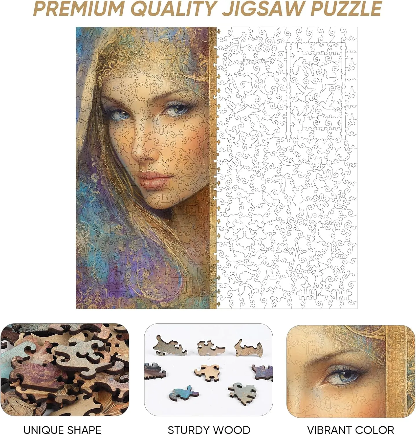 Beauty Bohemia Puzzles for Adults 500pcs, Wooden Jigsaw Puzzles,Wooden Jigsaw Puzzles,Irregular Wood Puzzles Creative Gift for Adults and Kids Family Game(15.9 x 15.9 in)