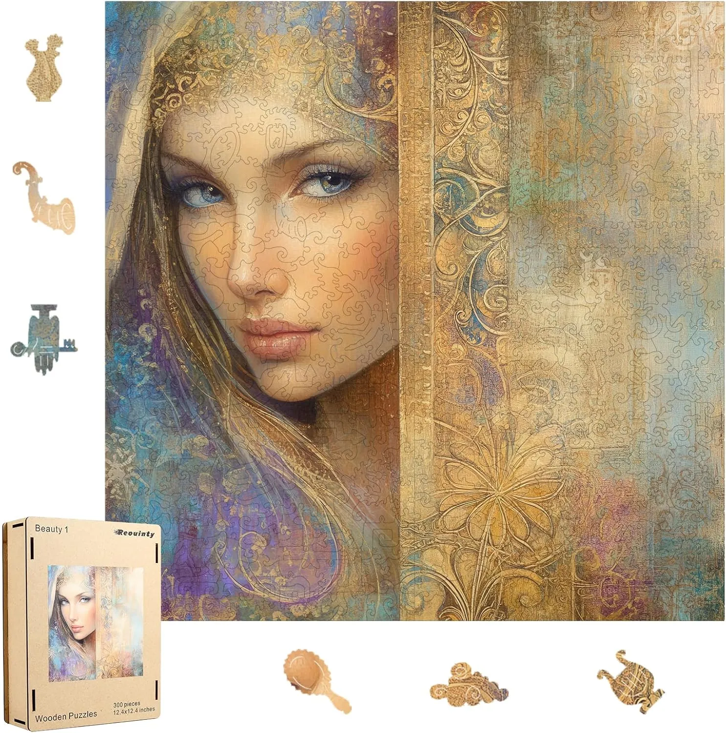 Beauty Bohemia Puzzles for Adults 500pcs, Wooden Jigsaw Puzzles,Wooden Jigsaw Puzzles,Irregular Wood Puzzles Creative Gift for Adults and Kids Family Game(15.9 x 15.9 in)