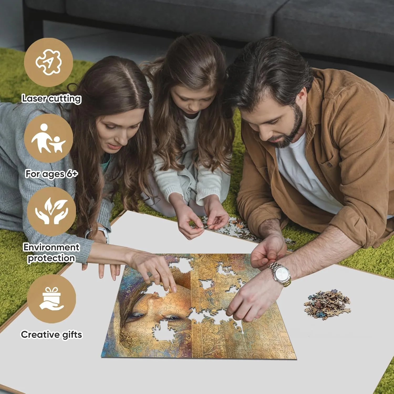 Beauty Bohemia Puzzles for Adults 500pcs, Wooden Jigsaw Puzzles,Wooden Jigsaw Puzzles,Irregular Wood Puzzles Creative Gift for Adults and Kids Family Game(15.9 x 15.9 in)