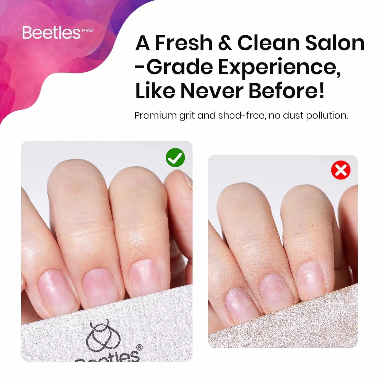 Beetles Professional Nail File 120 Pcs, Double Sided Emery Board 100/180 Grit Nail Files for Acrylic and Natural Nails, Washable Shaper Files Nail Care Tool Home Salon Manicure Gifts for Women
