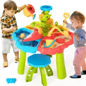 BELLOCHIDDO Sand Water Table for Toddlers, 3 in 1 Sand Table and Water Play Table Beach Toy for Kids Boys Girls, Outside Backyard Activity Sensory Play Water Table for Toddlers Age 3-5
