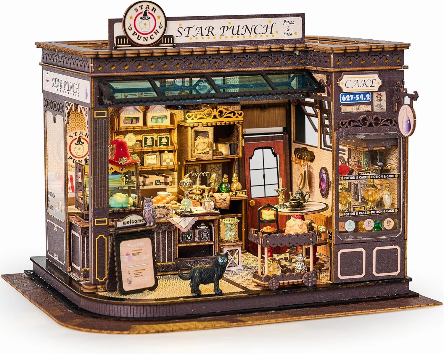 BenBen Miniature House Kit, DIY Miniature Coffee Shop with LED Lights, Furniture, Mini House Building Kit for Stress Relief & Home Décor, 3D Doll House Craft Projects for Adults, Teens