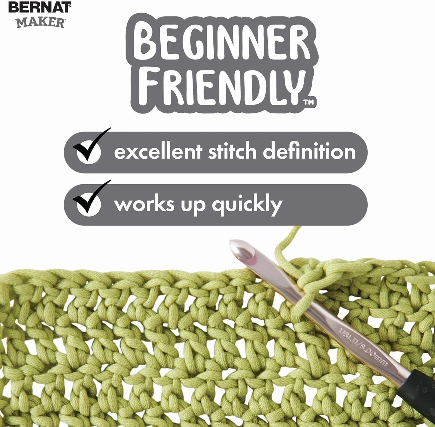 Bernat Maker Clay Yarn - 2 Pack of 250g/8.8oz - 72% Cotton 28% Nylon - #5 Bulky - 290m/317Yards - for Knitting, Crochet and Amigurumi