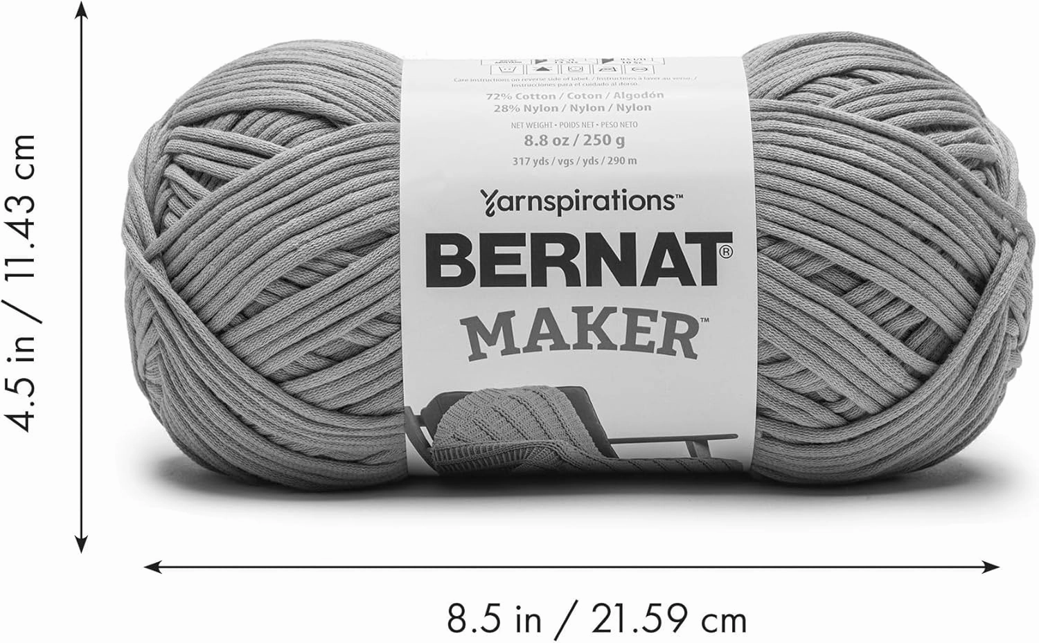 Bernat Maker Clay Yarn - 2 Pack of 250g/8.8oz - 72% Cotton 28% Nylon - #5 Bulky - 290m/317Yards - for Knitting, Crochet and Amigurumi
