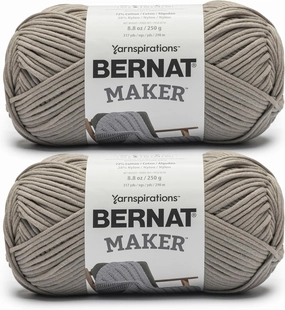 Bernat Maker Clay Yarn - 2 Pack of 250g/8.8oz - 72% Cotton 28% Nylon - #5 Bulky - 290m/317Yards - for Knitting, Crochet and Amigurumi